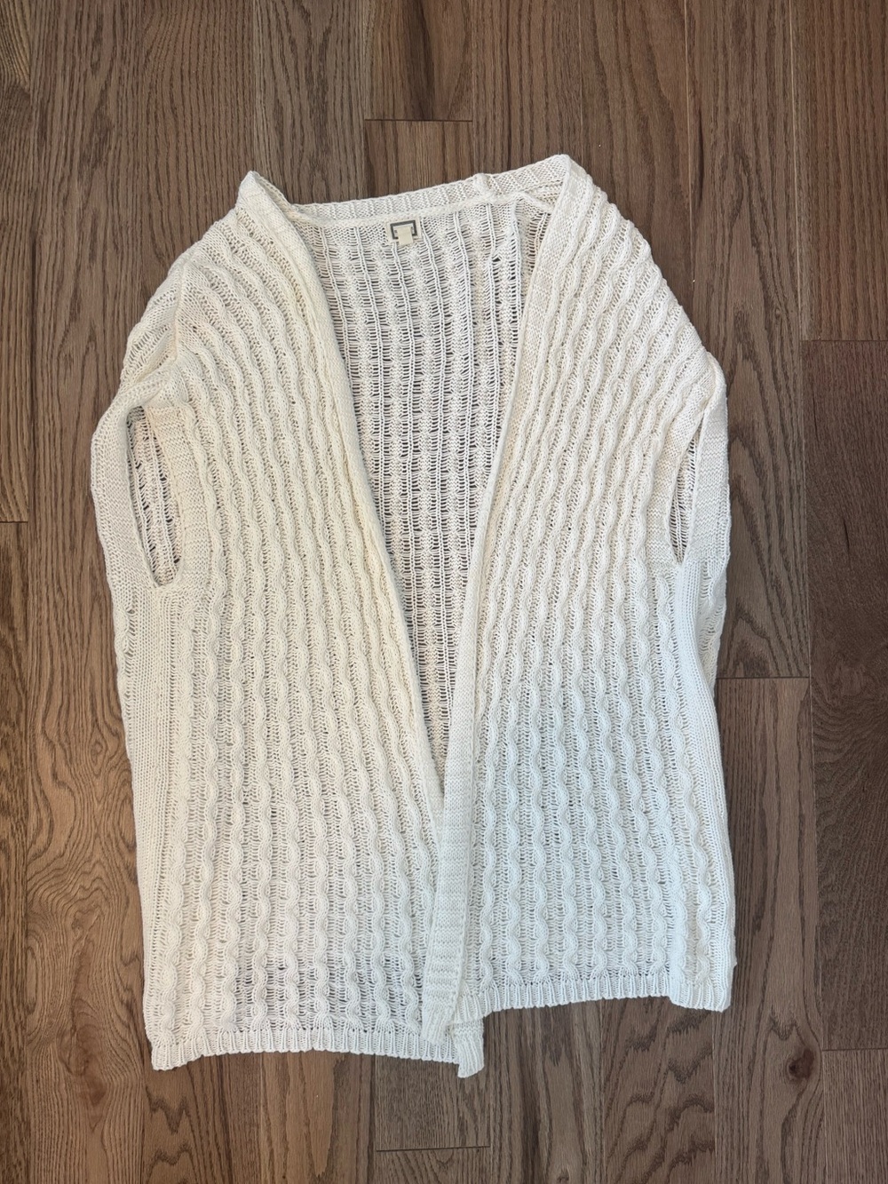 White Open-Knit Womenâs Sweater Cardigan
